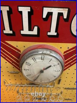 Rare Vintage Milton Store Display Clock Masonite Gas Oil Advertising Board