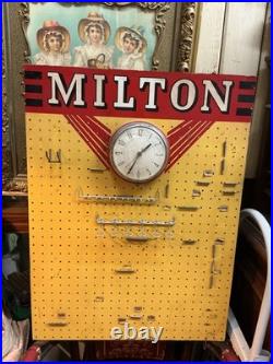Rare Vintage Milton Store Display Clock Masonite Gas Oil Advertising Board