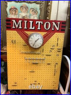 Rare Vintage Milton Store Display Clock Masonite Gas Oil Advertising Board