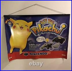 Rare Vintage N64 Hey You Pikachu Nintendo Promo Store Display Banner Vintage 90s