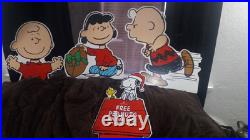 Rare Vintage Peanuts Store Display Christmas Window Poster Hallmark SET of 4