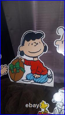 Rare Vintage Peanuts Store Display Christmas Window Poster Hallmark SET of 4