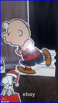 Rare Vintage Peanuts Store Display Christmas Window Poster Hallmark SET of 4