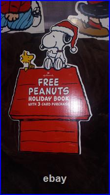 Rare Vintage Peanuts Store Display Christmas Window Poster Hallmark SET of 4