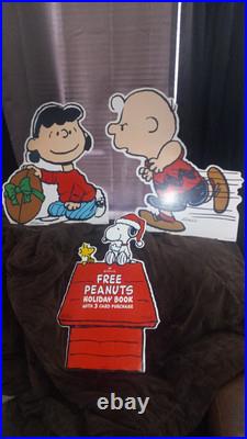 Rare Vintage Peanuts Store Display Christmas Window Poster Hallmark SET of 4