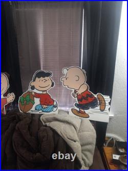 Rare Vintage Peanuts Store Display Christmas Window Poster Hallmark SET of 4