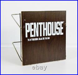 Rare Vintage Penthouse Magazine Wood & Metal Wall Mount Store Display Rack