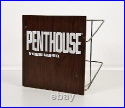 Rare Vintage Penthouse Magazine Wood & Metal Wall Mount Store Display Rack