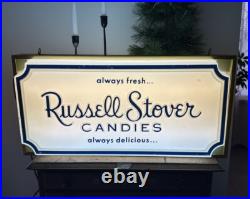 Rare Vintage Russell Stover Candies Double Sided Lighted Store Display Sign KCMO