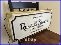 Rare Vintage Russell Stover Candies Double Sided Lighted Store Display Sign KCMO