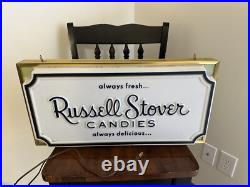 Rare Vintage Russell Stover Candies Double Sided Lighted Store Display Sign KCMO
