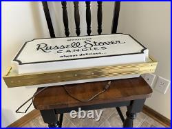 Rare Vintage Russell Stover Candies Double Sided Lighted Store Display Sign KCMO