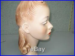 Rare Vintage Store Display Chalk Or Plaster Lady Head Mannequin