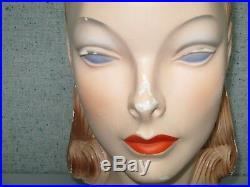 Rare Vintage Store Display Chalk Or Plaster Lady Head Mannequin