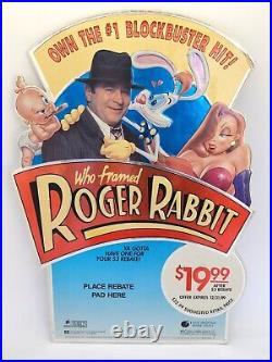 Rare Vintage Who Framed Roger Rabbit Store Display Standee Counter Sign VHS 1989