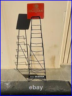 Rare Vintage Zildjian Cymbal store display rack holder stand sign metal 5ft tall