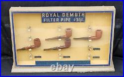 Rare Vtg 1950s Royal Demuth Filter Pipe Counter Store Display Case 4 Pipes WDC