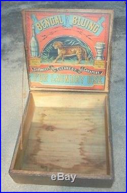 Rare antique country store display box advertising Bengal Bluing