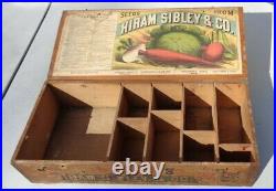 Rare graphic wood country store display box advertising Hiram Sibley Seeds