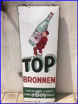 Rare plaque émaille TOP BRONNEN 1959 tole eau santé boisson bar pub brasserie