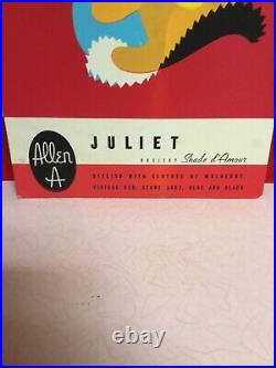 Rare vintage Hosiery cardboard store display advertising sign Juliet easel back