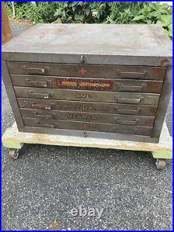 Rare vintage cleveland drill index cabinet hardware store great graphics