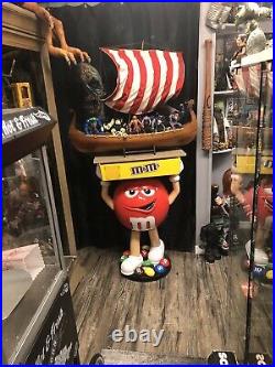 Red 42 M&M Candy Store Floor Display, Wheels, Tray Rare -Used NICE