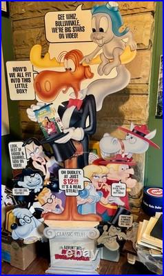 Rocky Bullwinkle advertising VHS store display RARE LARGE item