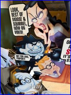 Rocky Bullwinkle advertising VHS store display RARE LARGE item