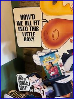 Rocky Bullwinkle advertising VHS store display RARE LARGE item