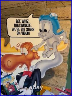 Rocky Bullwinkle advertising VHS store display RARE LARGE item