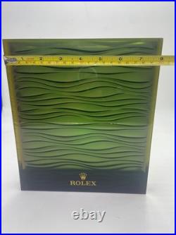 Rolex Store Acrylic Green Waves Display 9x8 In Rare Great Condition