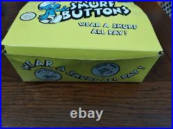 SMURFS Buttons Peyo Wallace Berrie & Company Store Display Of 90 1983 Rare J41