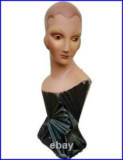 SUPER RARE EXQUISITE Vintage ART DECO Mannequin Millinery Bust Store Display