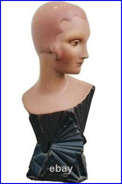 SUPER RARE EXQUISITE Vintage ART DECO Mannequin Millinery Bust Store Display