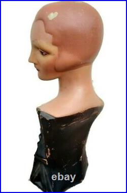 SUPER RARE EXQUISITE Vintage ART DECO Mannequin Millinery Bust Store Display