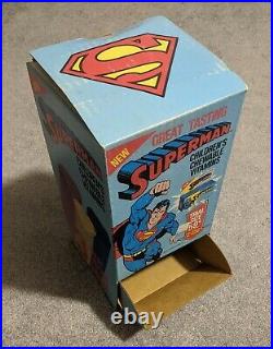 Superman Children's Chewable Vitamins Store Display Box 1990 DC Comics Rare HTF