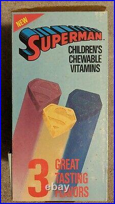 Superman Children's Chewable Vitamins Store Display Box 1990 DC Comics Rare HTF