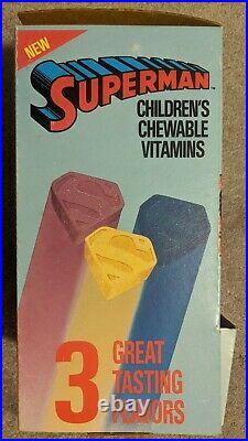 Superman Children's Chewable Vitamins Store Display Box 1990 DC Comics Rare HTF
