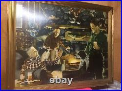 Ultra Rare Falstaff Beer Store Display Die Cut Duck Deer Hunting Fishing Cabin