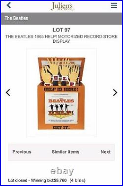 Ultra Rare The Beatles Help! Working/ Motion Record Store Display 1965