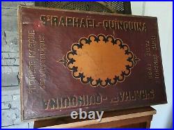 Ultra rare ancien tableau cuir Saint-Raphaël Quinquina bistrot publicitaire 1900