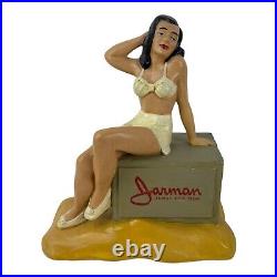 VINTAGE ADVERTISING CHALKWARE STORE DISPLAY with PINUP GIRL BATHING BEAUTY! RARE