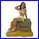 VINTAGE ADVERTISING CHALKWARE STORE DISPLAY with PINUP GIRL BATHING BEAUTY! RARE