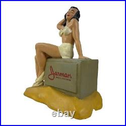 VINTAGE ADVERTISING CHALKWARE STORE DISPLAY with PINUP GIRL BATHING BEAUTY! RARE