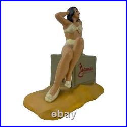 VINTAGE ADVERTISING CHALKWARE STORE DISPLAY with PINUP GIRL BATHING BEAUTY! RARE