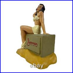 VINTAGE ADVERTISING CHALKWARE STORE DISPLAY with PINUP GIRL BATHING BEAUTY! RARE