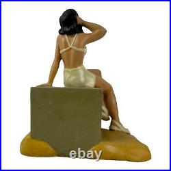 VINTAGE ADVERTISING CHALKWARE STORE DISPLAY with PINUP GIRL BATHING BEAUTY! RARE