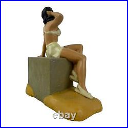 VINTAGE ADVERTISING CHALKWARE STORE DISPLAY with PINUP GIRL BATHING BEAUTY! RARE