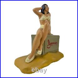 VINTAGE ADVERTISING CHALKWARE STORE DISPLAY with PINUP GIRL BATHING BEAUTY! RARE